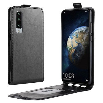 Huawei P30 Flip Taske med Kortholder - Sort