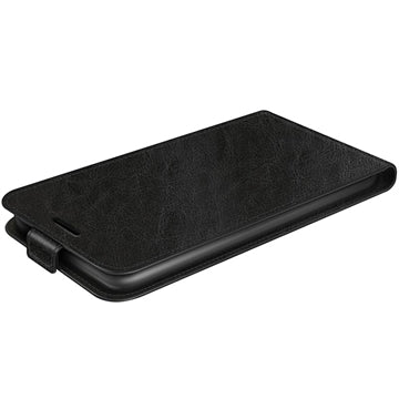 Nokia C32 Vertikal Flip Taske med Kortholder - Sort