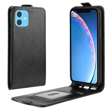 iPhone 11 Vertikal Flip Taske med Kortholder - Sort