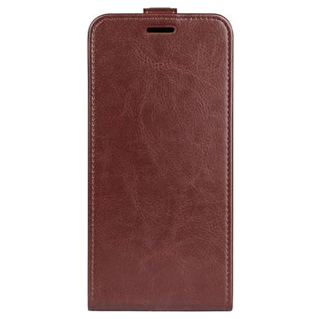 iPhone 15 Plus Vertikal Flip Taske med Kortholder - Brun