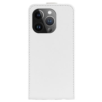 iPhone 15 Pro Vertikal Flip Taske med Kortholder - Hvid