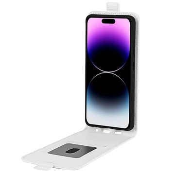 iPhone 15 Pro Vertikal Flip Taske med Kortholder - Hvid