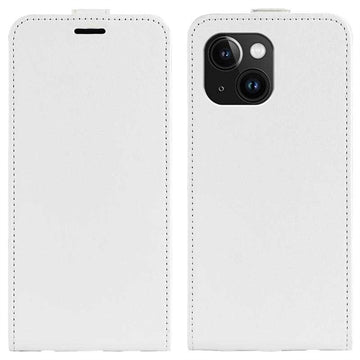 iPhone 15 Vertikal Flip Taske med Kortholder - Hvid