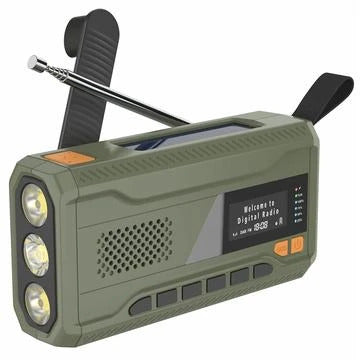 Bærbar Solar Håndsving Nødradio m. LED Lommelygte, Powerbank WR-6D - DAB/FM, 4500mAh
