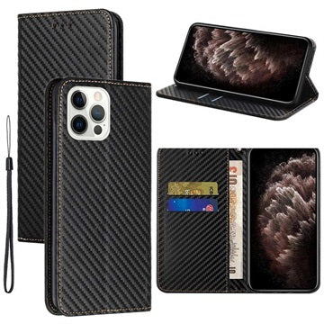 iPhone 14 Pro Pung Cover - Karbonfiber - Sort