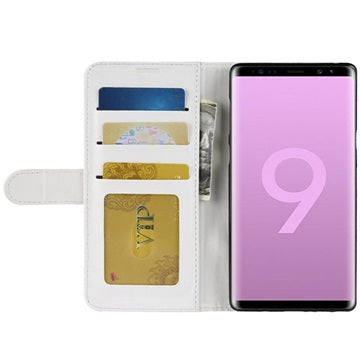 Samsung Galaxy Note9 Pung Taske med Stativ og Magnetisk Lukning - Hvid