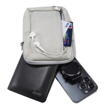 Vandafvisende bryst- og skuldertaske i nylon - passer til 6.5"- 7.2" telefoner - Beige