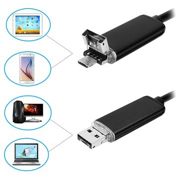 Android, PC Vandtæt 8mm USB Endoskop / Inspektionskamera AN99 - 2m