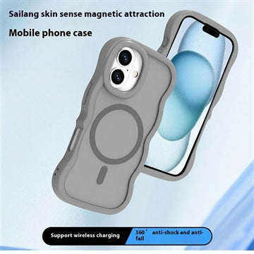 iPhone 16 Plus Bølgekant magnetisk hybrid cover - grå