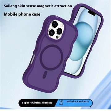 iPhone 16 Bølgekant magnetisk hybrid cover - lilla