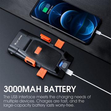 West Biking YP0701321 5-i-1 cykellygte med telefonholder og powerbank-funktion - sort