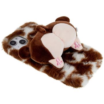 3D Plush Furry Vinter iPhone 14 Plus TPU Cover - Brun Corgi