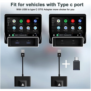 Trådløs Android Auto Adapter - USB, USB-C - Sort