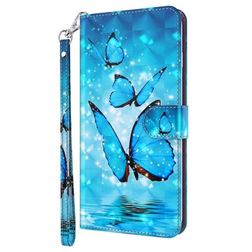 Wonder Series Samsung Galaxy S21 5G Pung Cover - Blå Sommerfugl