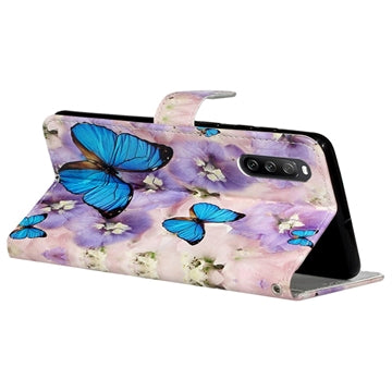 Wonder Series Sony Xperia 10 V Pung Cover - Blå Sommerfugl