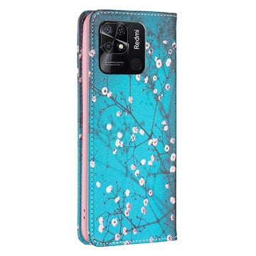 Wonder Series Xiaomi Redmi 10C Pung Cover - Hvid Blomster