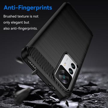 Xiaomi 12T/12T Pro Børstet TPU Cover - Karbonfiber - Sort