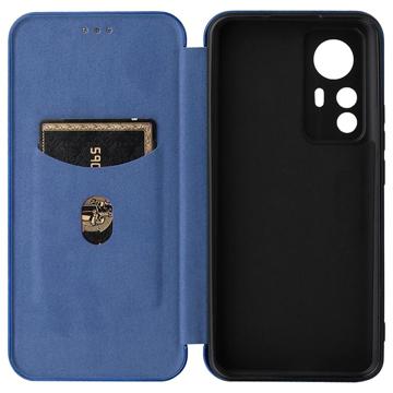 Xiaomi 12T/12T Pro Flip Cover - Karbonfiber - Blå