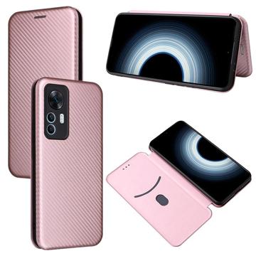 Xiaomi 12T/12T Pro Flip Cover - Karbonfiber - Rødguld