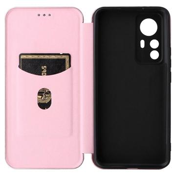 Xiaomi 12T/12T Pro Flip Cover - Karbonfiber - Rødguld