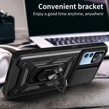 Xiaomi 12T/12T Pro Roterende Ring Hybrid Cover med Kameraskjold - Sort