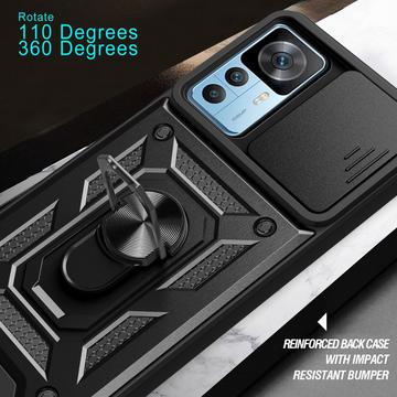 Xiaomi 12T/12T Pro Roterende Ring Hybrid Cover med Kameraskjold - Sort