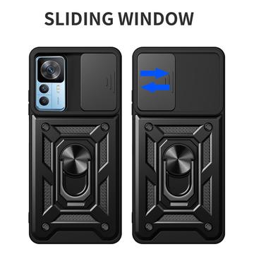 Xiaomi 12T/12T Pro Roterende Ring Hybrid Cover med Kameraskjold - Sort