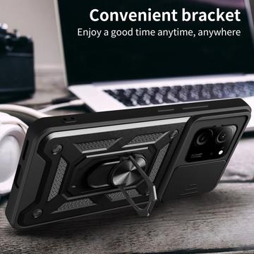 Xiaomi 13T/13T Pro Roterende Ring Hybrid Cover med Kameraskjold - Sort