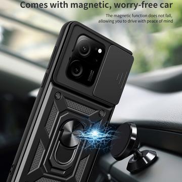 Xiaomi 13T/13T Pro Roterende Ring Hybrid Cover med Kameraskjold - Sort
