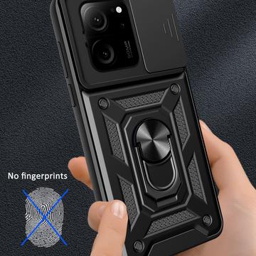 Xiaomi 13T/13T Pro Roterende Ring Hybrid Cover med Kameraskjold - Sort