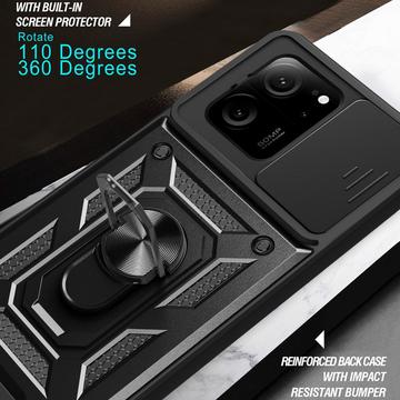 Xiaomi 13T/13T Pro Roterende Ring Hybrid Cover med Kameraskjold - Sort