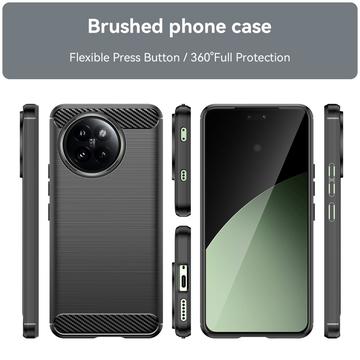 Xiaomi Civi 4 Pro/14 Civi Børstet TPU Cover - Karbonfiber - Sort