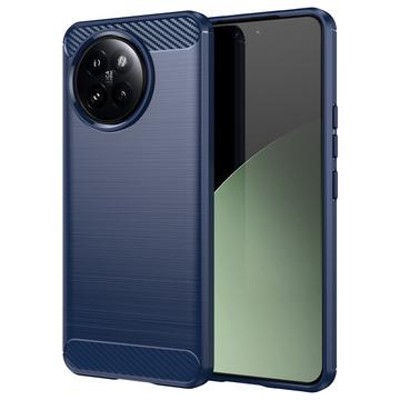 Xiaomi Civi 4 Pro/14 Civi Børstet TPU Cover - Karbonfiber - Blå