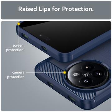 Xiaomi Civi 4 Pro/14 Civi Børstet TPU Cover - Karbonfiber - Blå