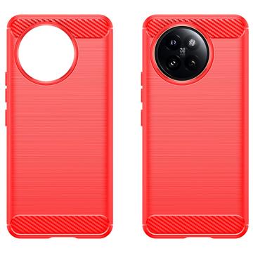 Xiaomi Civi 4 Pro/14 Civi Børstet TPU Cover - Karbonfiber - Rød