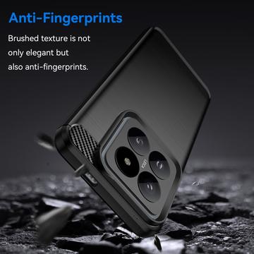Xiaomi 14 Pro Børstet TPU Cover - Karbonfiber - Sort