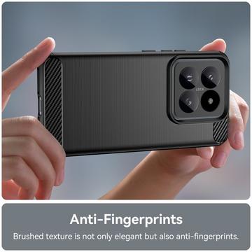 Xiaomi 14 Pro Børstet TPU Cover - Karbonfiber - Sort