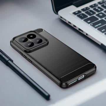 Xiaomi 14 Pro Børstet TPU Cover - Karbonfiber - Sort