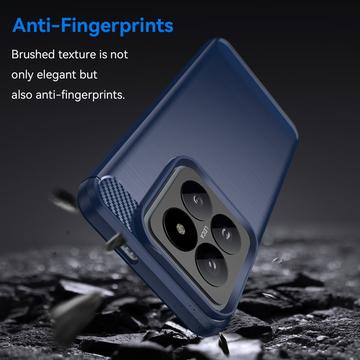 Xiaomi 14 Pro Børstet TPU Cover - Karbonfiber - Blå