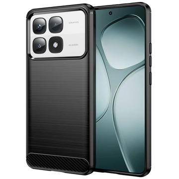 Xiaomi 14T Pro Børstet TPU Cover - Karbonfiber - Sort