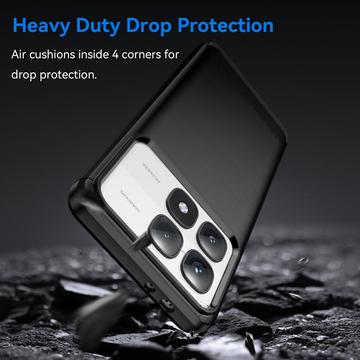 Xiaomi 14T Pro Børstet TPU Cover - Karbonfiber - Sort