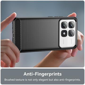 Xiaomi 14T Pro Børstet TPU Cover - Karbonfiber - Sort