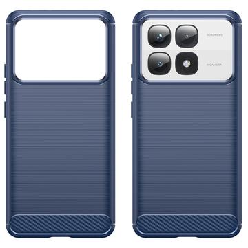 Xiaomi 14T Pro Børstet TPU Cover - Karbonfiber - Blå