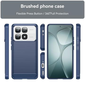 Xiaomi 14T Pro Børstet TPU Cover - Karbonfiber - Blå