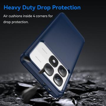 Xiaomi 14T Pro Børstet TPU Cover - Karbonfiber - Blå