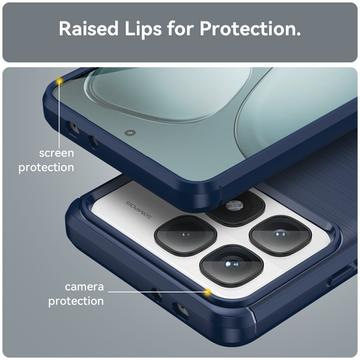 Xiaomi 14T Pro Børstet TPU Cover - Karbonfiber - Blå