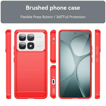 Xiaomi 14T Pro Børstet TPU Cover - Karbonfiber - Rød