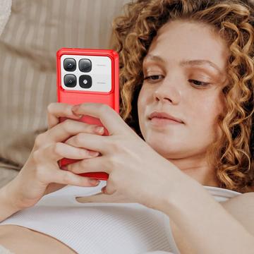 Xiaomi 14T Pro Børstet TPU Cover - Karbonfiber - Rød