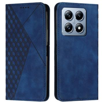 Xiaomi 14T Rombe Mønster Pung Cover med magnetisk lukning - Blå