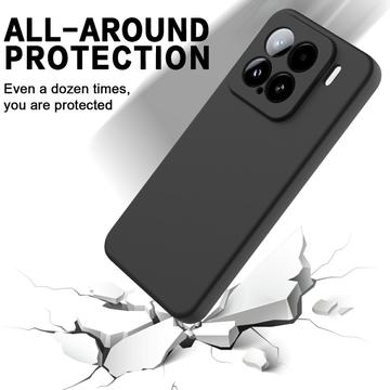 Xiaomi 15 Flydende silikone cover med håndrem - sort